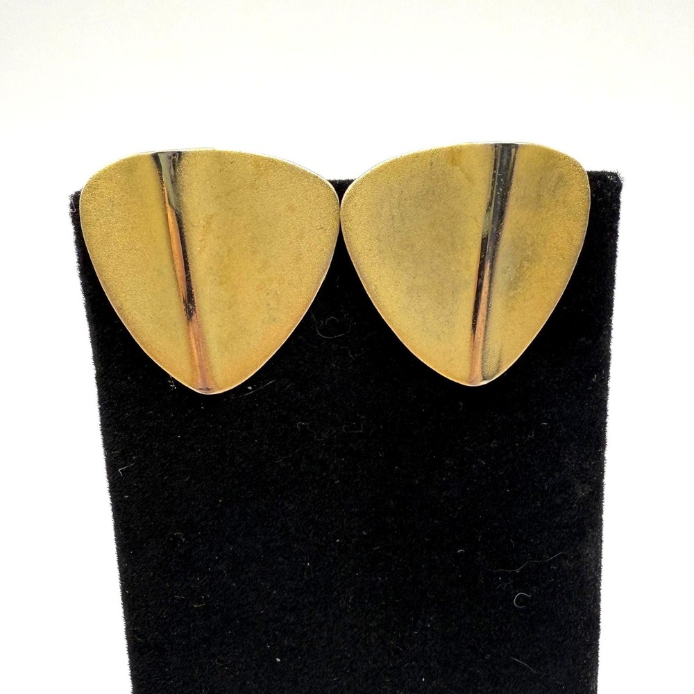 Vintage Gold‎ Tone Abstract Shield Screw Back Earrings – Mid Century Modern